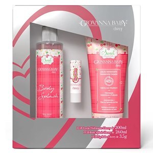 GIOVANNA BABY KIT PRESENTE CHERRY BODY SPLASH 260ML + LOÇÃO HIDRATANTE 200ML + LIP BALM LABIAL 3,5G