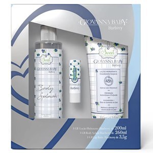 GIOVANNA BABY KIT PRESENTE BLUEBERRY BODY SPLASH 260ML + LOÇÃO HIDRATANTE 200ML + LIP BALM LABIAL 3,5G