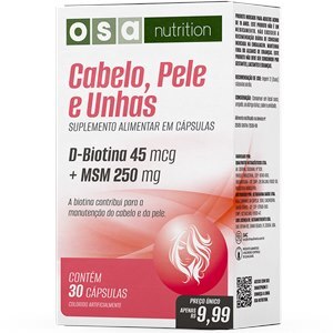 Cabelo, Pele E Unhas 30 Cápsulas Osa Nutrition