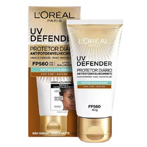 Protetor Solar Facial L´Oréal Paris Uv Defender Antioleosidade Fps 60 Cor Escura 40G
