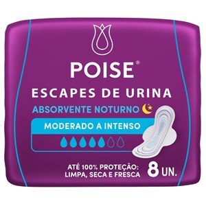Absorvente Poise Escapes De Urina Noturno Com Abas - 8 Unidades