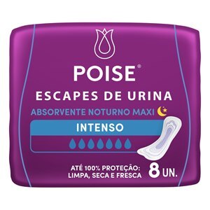 Absorvente Poise Escapes De Urina Noturno Maxi Sem Abas 8 Unidades