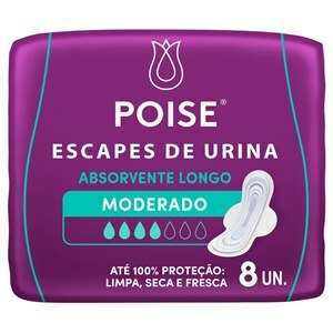 Absorvente Poise Escapes De Urina Longo Com Abas - 8 Unidades