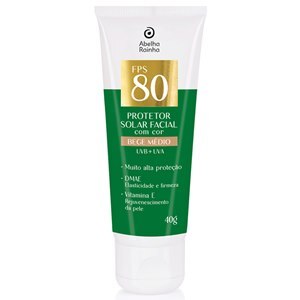 PROTETOR SOLAR FACIAL COR BEGE MÉDIO FPS80 ABELHA RAINHA 40G