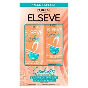 KIT SHAMPOO ELSEVE CACHOS LONGOS 375ML + CONDICIONADOR ELSEVE CACHOS LONGOS 170ML