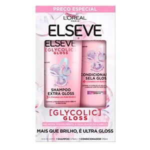 SHAMPOO ELSEVE GLYCOLIC GLOSS 375ML+ CONDICIONADOR GLYCOLIC GLOSS 170ML