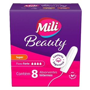 ABSORVENTE INTERNO MILI BEAUTY SUPER FORTE 8 UNIDADES