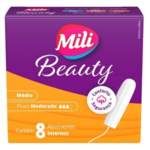 Absorvente Interno Mili Beauty Médio Fluxo Moderado - 8 Unidades
