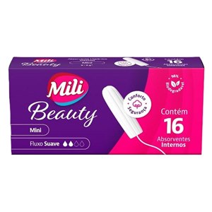 ABSORVENTE INTERNO MILI BEAUTY MINI FLUXO SUAVE 16 UNIDADES