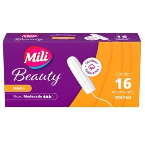Absorvente Interno Mili Beauty Médio Fluxo Moderado - 16 Unidades