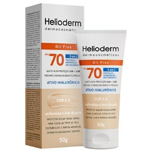 PROTETOR SOLAR FACIAL HELIODERM COR 2.0 OIL FREE FPS70 50G
