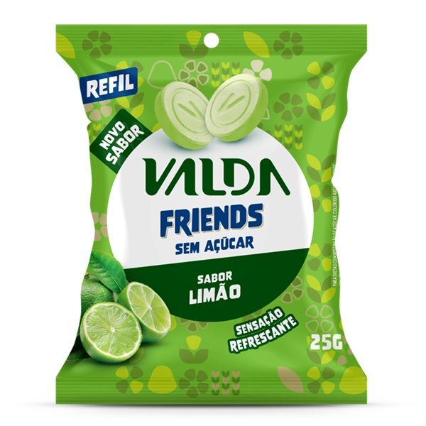 Pastilhas Valda Friends Sabor Limão Sem Açúcar Sachê 25g