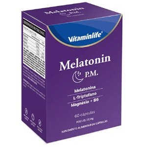 MELATONINA + TRIPTOFANO + MAGNÉSIO + B6 - MELATONIN P.M. VITAMINLIFE 60 CÁPSULAS