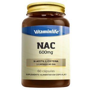 NAC ACETILCISTEÍNA 600MG VITAMINLIFE 60 CÁPSULAS