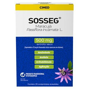 MARACUJÁ PASSIFLORA INCARNATA - SOSSEG 500MG 20 COMPRIMIDOS