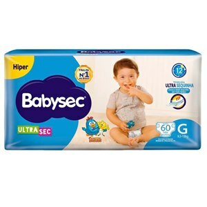 FRALDA BABYSEC ULTRASEC HIPER TAMANHO G 60 UNIDADES