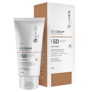 PROTETOR SOLAR ANASOL VISO FACIAL CC CREAM ESCURO FPS50 60G
