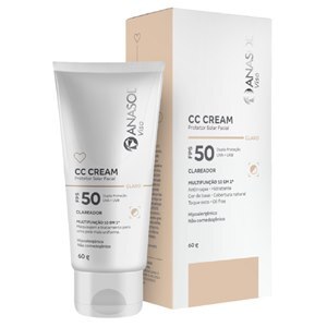 PROTETOR SOLAR ANASOL VISO FACIAL CC CREAM CLARO FPS50 60G