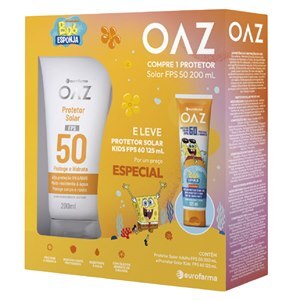 PROTETOR SOLAR CORPO E ROSTO FPS50 CREME OAZ 200ML + KIDS FPS60 CREME OAZ 125ML KIT