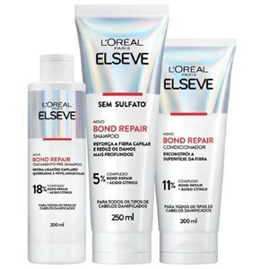 Pré Shampoo + Shampoo + Condicionador Elseve Bond Repair Cabelos Danificados 200Ml + 250Ml + 200Ml