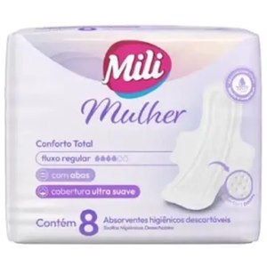 Absorvente Mili Mulher Cobertura Ultra Suave Com Abas - 8 Unidades