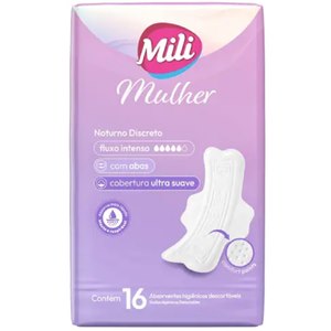 Absorvente Mili Mulher Noturno Discreto Cobertura Ultra Suave Com Abas - 16 Unidades