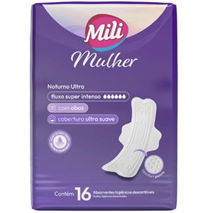 Absorvente Mili Mulher Noturno Ultra Cobertura Ultra Suave Com Abas - 16 Unidades