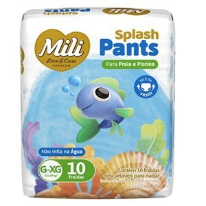 Fralda Mili Love&Care Splash Pants Para Praia E Piscina G/Xg 10 Unidades