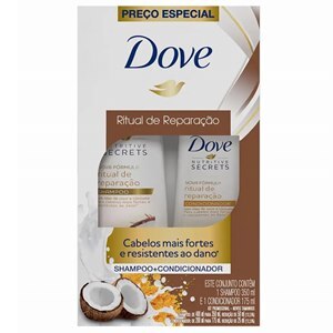 SHAMPOO + CONDICIONADOR DOVE RITUAL DE REPARAÇÃO COM ÓLEO DE COCO + CÚRCUMA 350ML+175ML