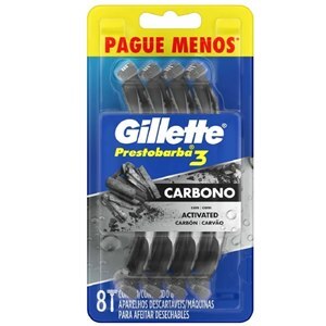 APARELHO DE BARBEAR GILLETTE PRESTOBARBA 3 CARBONO LEVE 8 PAGUE 6