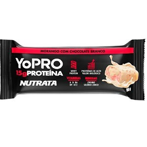 Barra De Proteína Yopro Sabor Morango Com Chocolate Branco Nutrata 55G