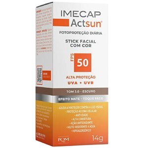 Protetor Solar Facial Imecap Actsun Fps50 Cor Escuro Stick 14G