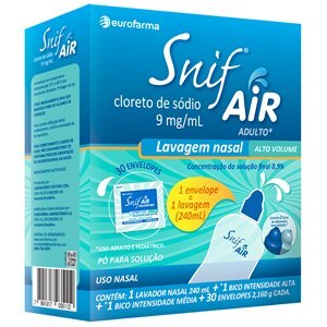 Cloreto Sódio Snif Air 0,9% Nasal 30 Envelopes + Frasco 240Ml