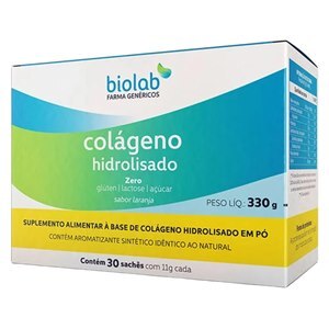 Colágeno Hidrolisado Em Pó Sabor Laranja Biolab 11G 30 Sachês