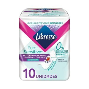 Absorvente Pure Sensitive Com Abas Noturno Ultrafino Libresse 10 Unidades