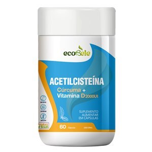 Acetilcisteína + Cúrcuma + Vitamina D 2000Ui Ecobele 60 Cápsulas