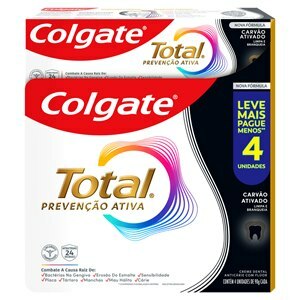 Creme Dental Colgate Total Carvão Ativado 90G 4 Unidades