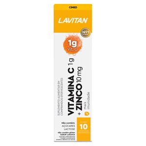 Lavitan Vitamina C 1G + Zinco 10Mg Laranja 10 Comprimidos Efervescentes