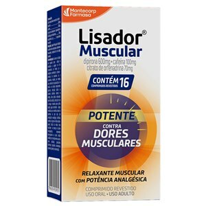 Lisador Muscular Dipirona 600Mg + Cafeína 100Mg + Citrato De Orfenadrina 70Mg 16 Comprimidos Revestidos