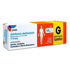 Diclofenaco Dietilamônio 11,6,Mg/G Gel 60G - Pharlab - Genérico (Cataflam-Novartis)