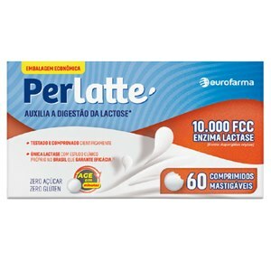Lactase - Perlatte 10.000 Fcc 60 Comprimidos Mastigáveis