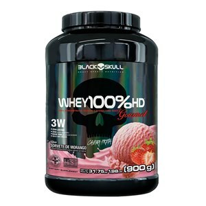 Whey Protein Black Skull 100% Hd Gourmet Sorvete De Morango 900G