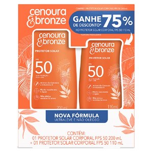 Kit Protetor Solar Corporal Cenoura & Bronze Fps 50 200Ml + Cenoura & Bronze Fps 50 110Ml