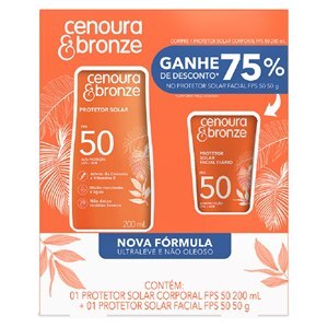 Kit Protetor Solar Cenoura & Bronze Corporal Fps 50 200Ml + Facial Fps 50 50G
