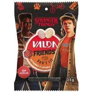 Pastilhas Valda Stranger Things Sabor Morango E Laranja Sem Açúcar Sachê 25G