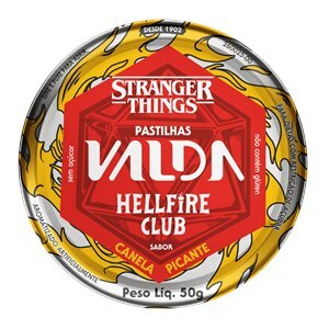 Pastilhas Valda Stranger Things Sabor Canela Picante Sem Açúcar Lata 50G
