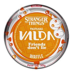 Pastilhas Valda Stranger Things Sabor Waffle Sem Açúcar Lata 50G