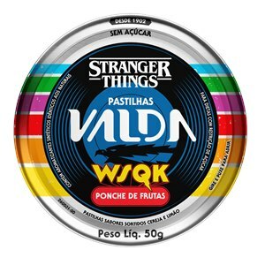 Pastilhas Valda Stranger Things Sabor Ponche De Frutas Sem Açúcar Lata 50G