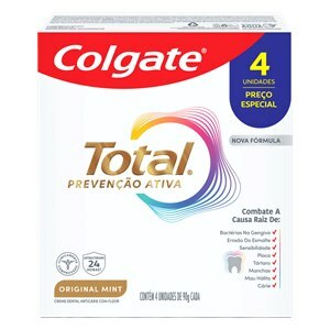 Kit Creme Dental Colgate Total Prevenção Ativa Original Mint 90G 4 Unidades