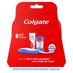 Kit Viagem Colgate Total Prevenção Ativa Enxaguante Bucal Sem Álcool 60Ml + Pasta De Dente 30G + Escova De Dente